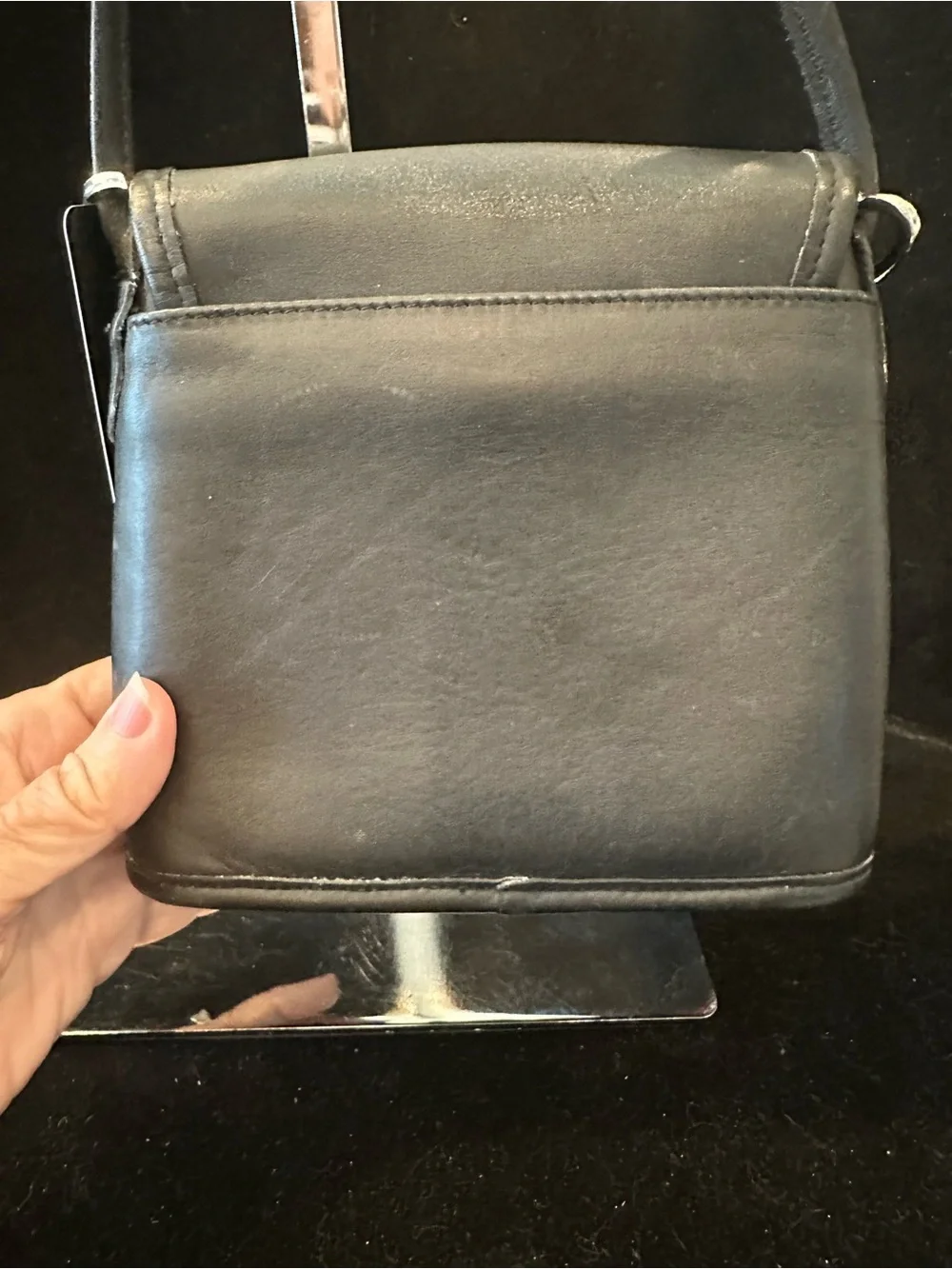Coach #318 Vintage Tango Flap Black Leather Crossbody with Turn-Lock Accent